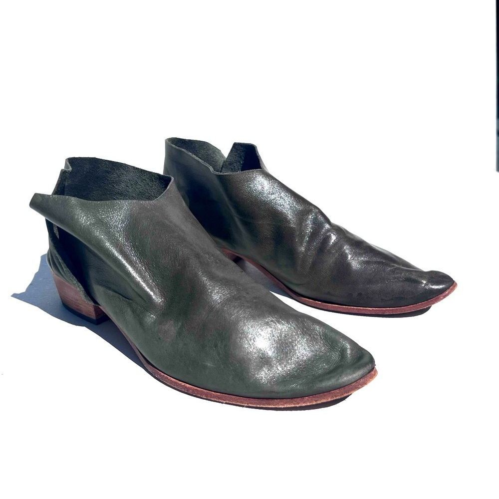 SEVILLA SMITH handmade leather ankle boots 38 7.5 green avante garde cydwoq